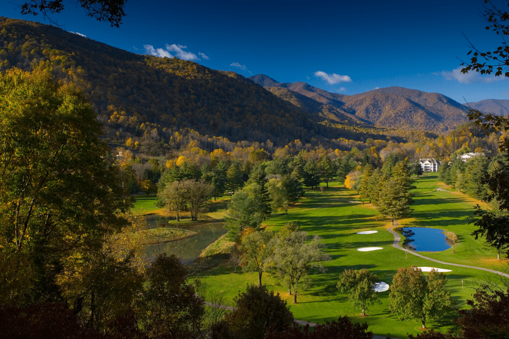 golf course fairway with bunkers